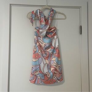 Hello Molly Pastel Swirl Halter Mini Dress | Size XS